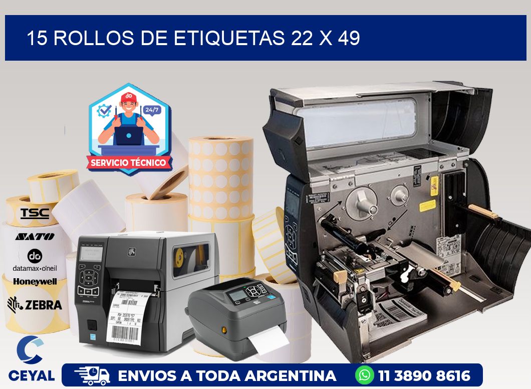 15 ROLLOS DE ETIQUETAS 22 x 49