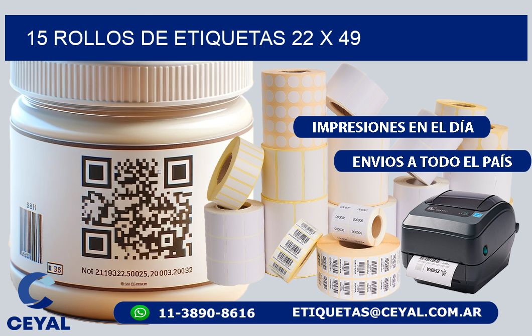 15 ROLLOS DE ETIQUETAS 22 x 49