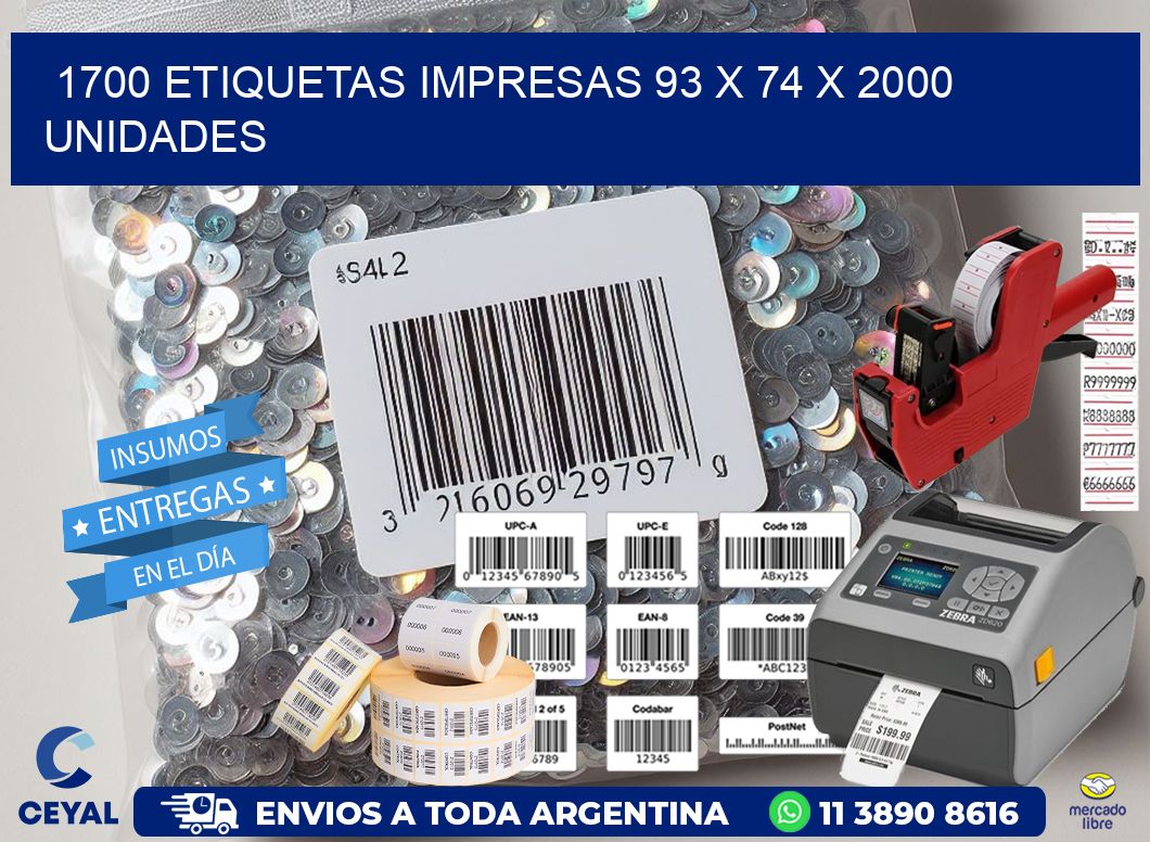 1700 ETIQUETAS IMPRESAS 93 x 74 X 2000 UNIDADES