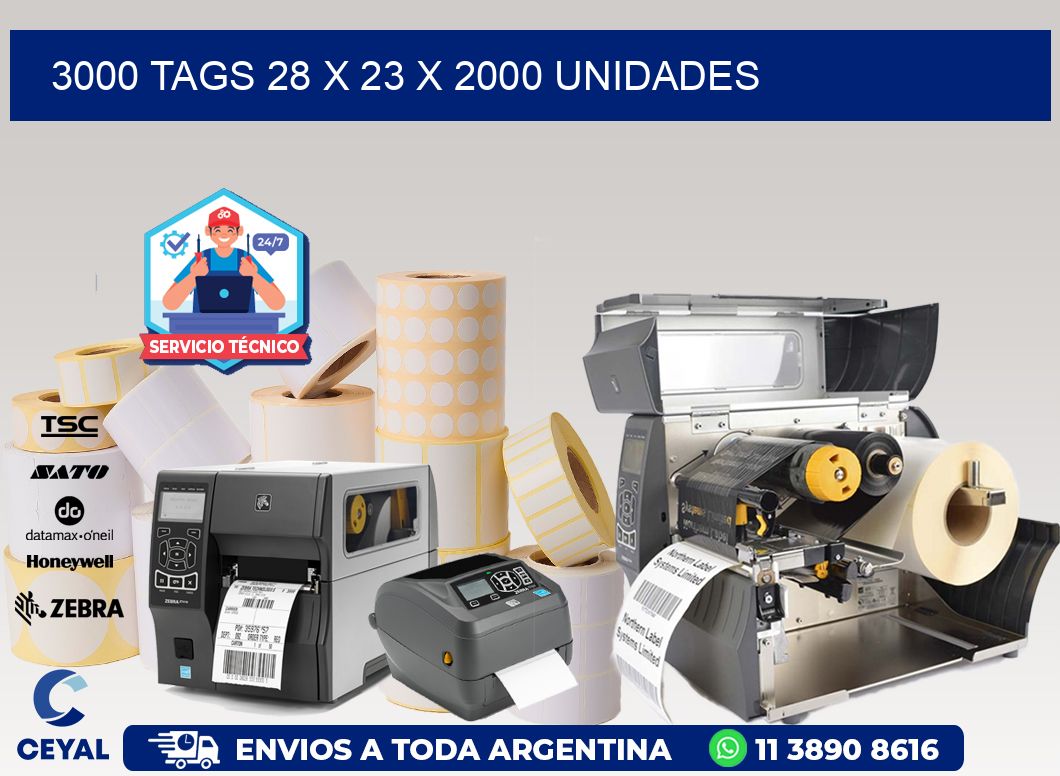 3000 TAGS 28 x 23 X 2000 UNIDADES