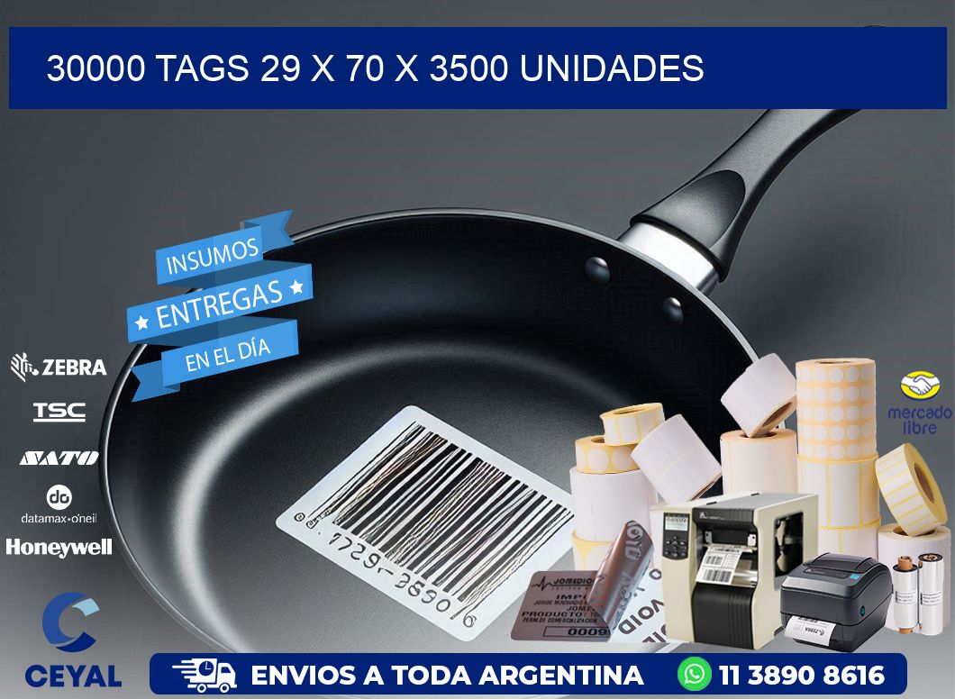 30000 TAGS 29 x 70 X 3500 UNIDADES