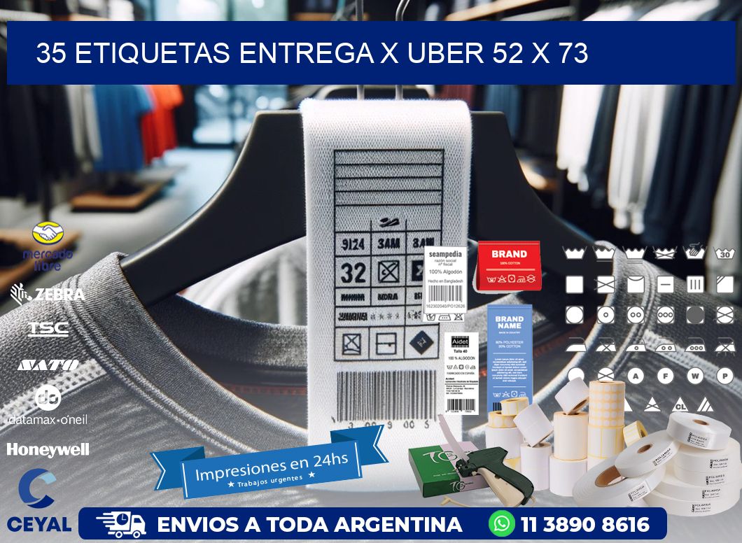 35 ETIQUETAS ENTREGA X UBER 52 x 73