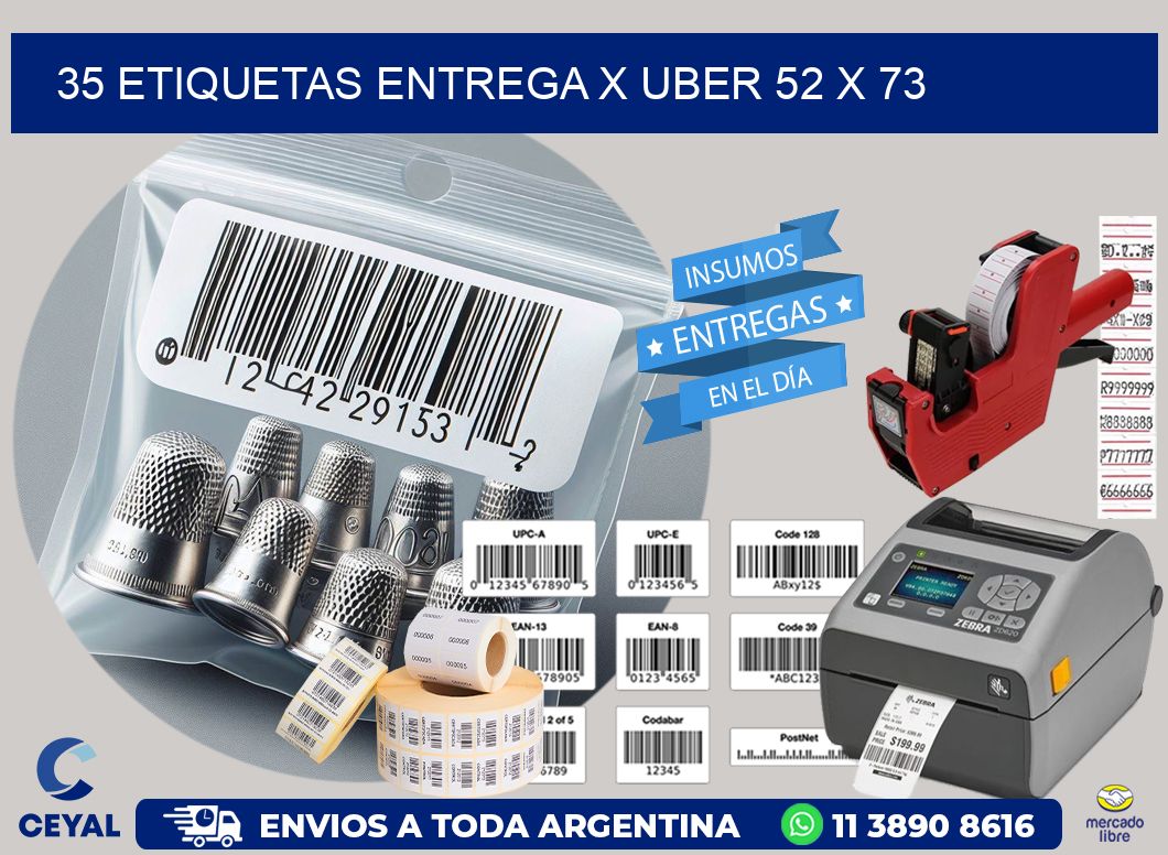 35 ETIQUETAS ENTREGA X UBER 52 x 73