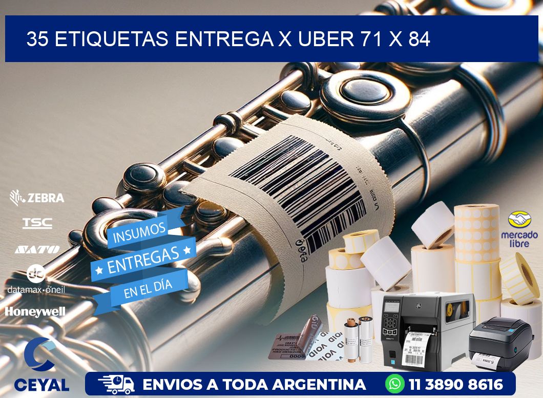 35 ETIQUETAS ENTREGA X UBER 71 x 84