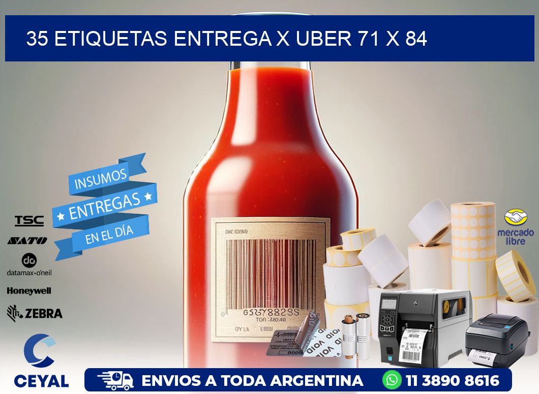 35 ETIQUETAS ENTREGA X UBER 71 x 84