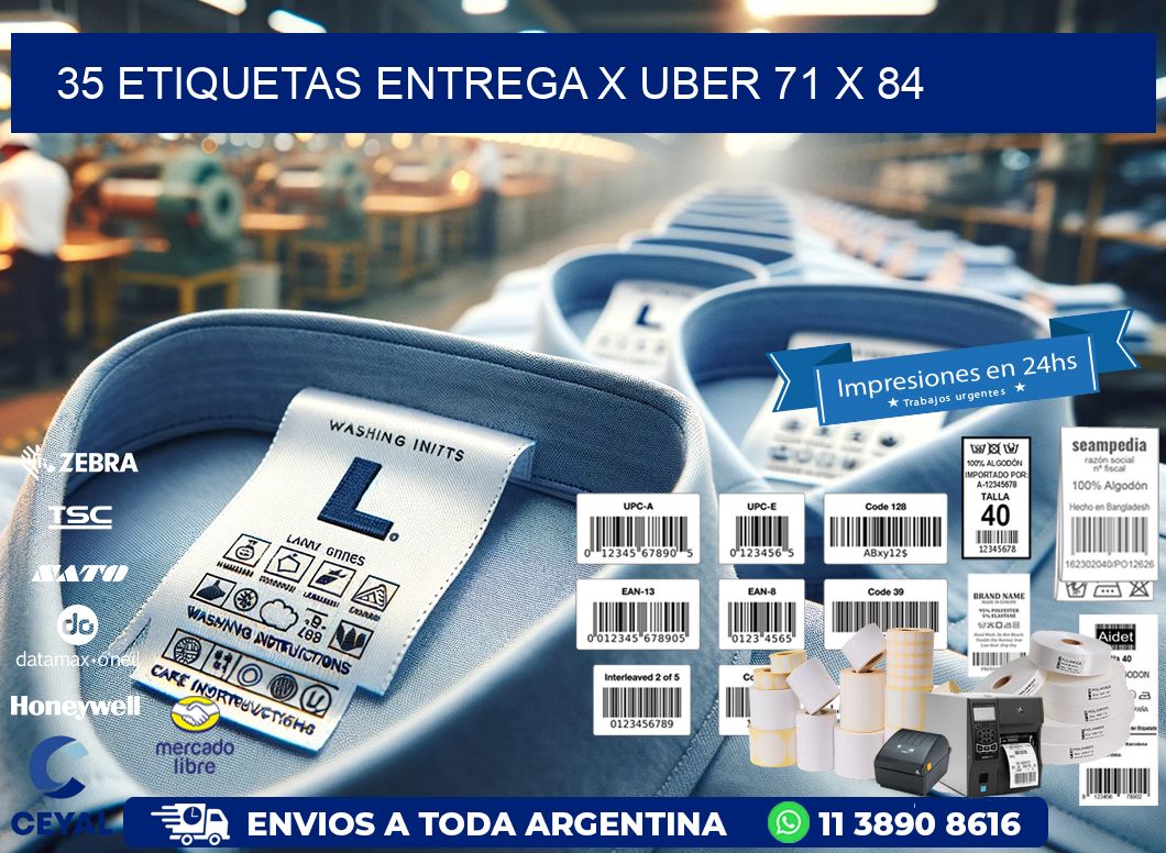 35 ETIQUETAS ENTREGA X UBER 71 x 84