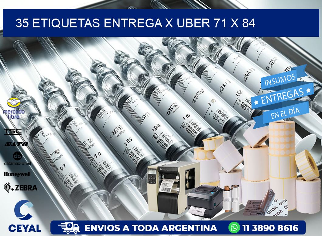 35 ETIQUETAS ENTREGA X UBER 71 x 84