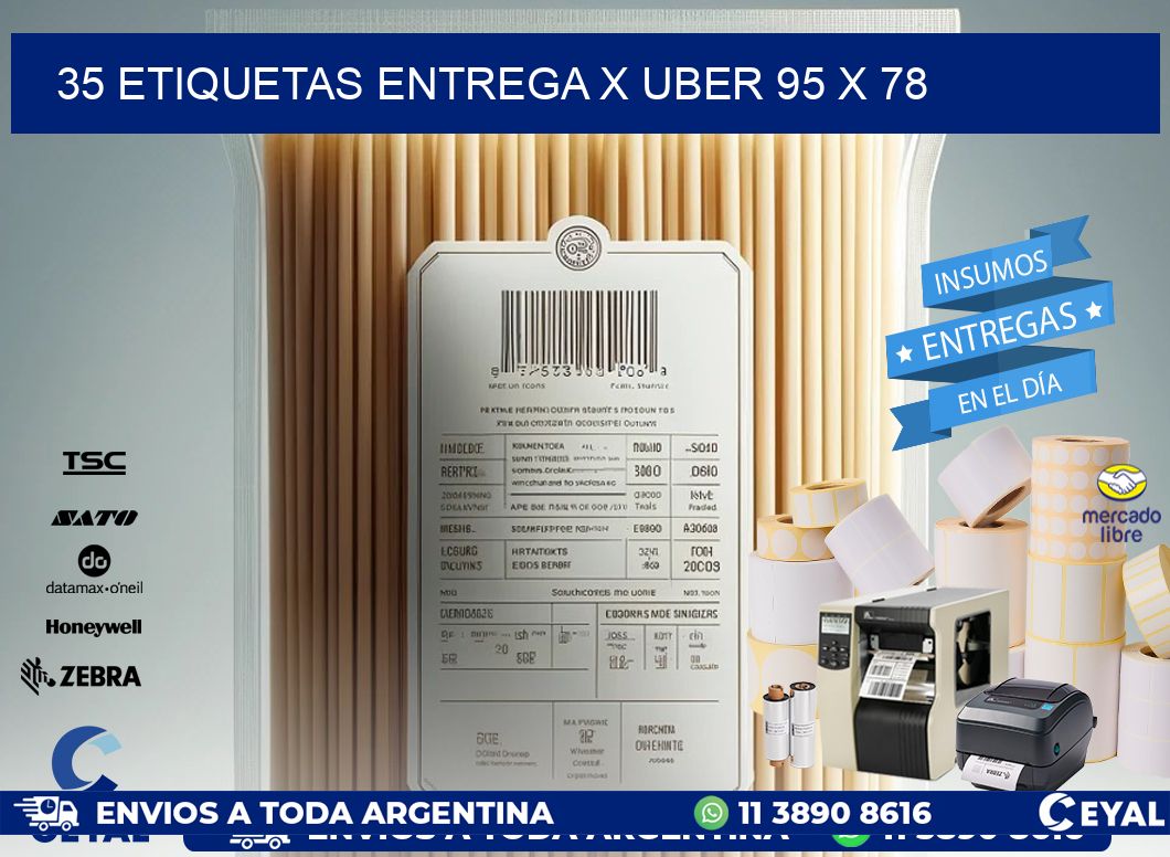 35 ETIQUETAS ENTREGA X UBER 95 x 78