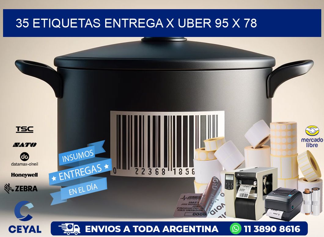 35 ETIQUETAS ENTREGA X UBER 95 x 78