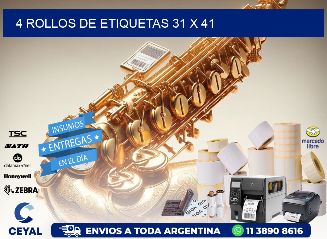 4 ROLLOS DE ETIQUETAS 31 x 41