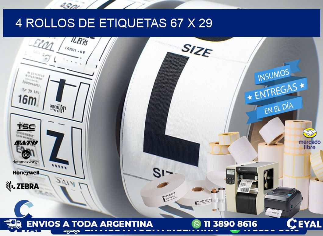 4 ROLLOS DE ETIQUETAS 67 x 29