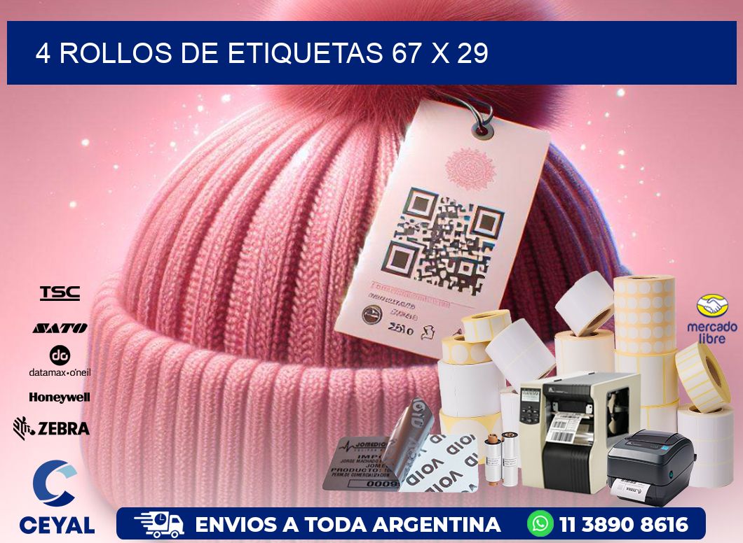 4 ROLLOS DE ETIQUETAS 67 x 29