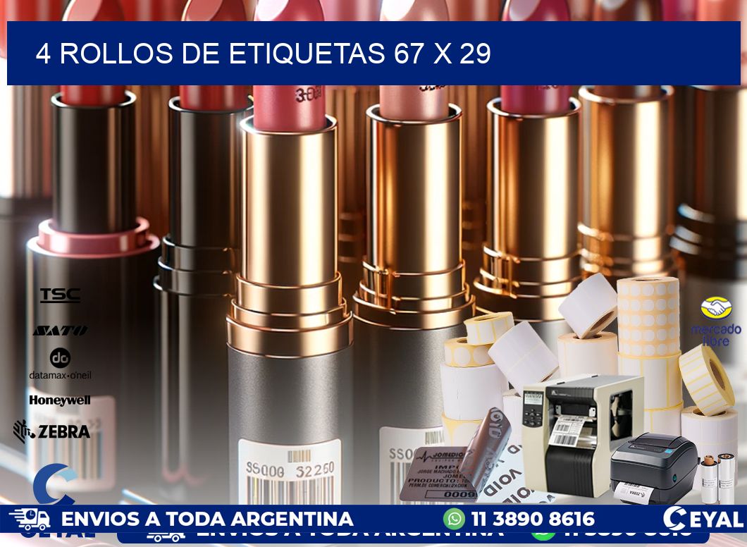4 ROLLOS DE ETIQUETAS 67 x 29