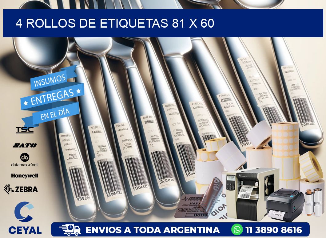 4 ROLLOS DE ETIQUETAS 81 x 60
