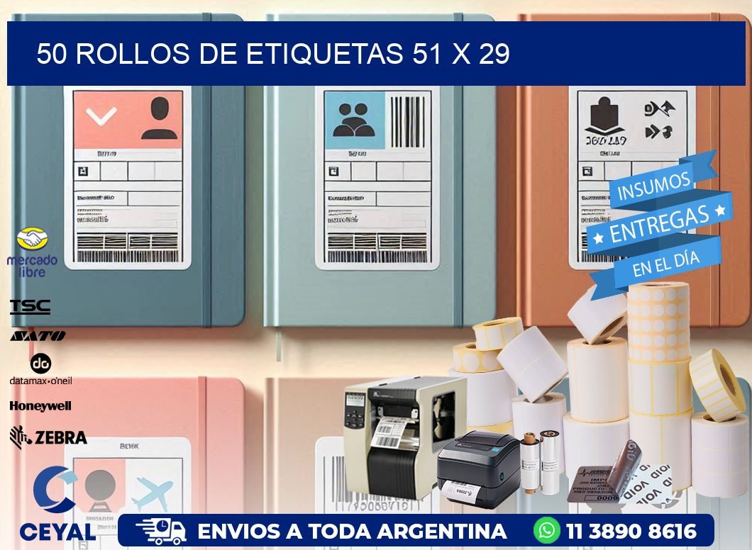 50 ROLLOS DE ETIQUETAS 51 x 29
