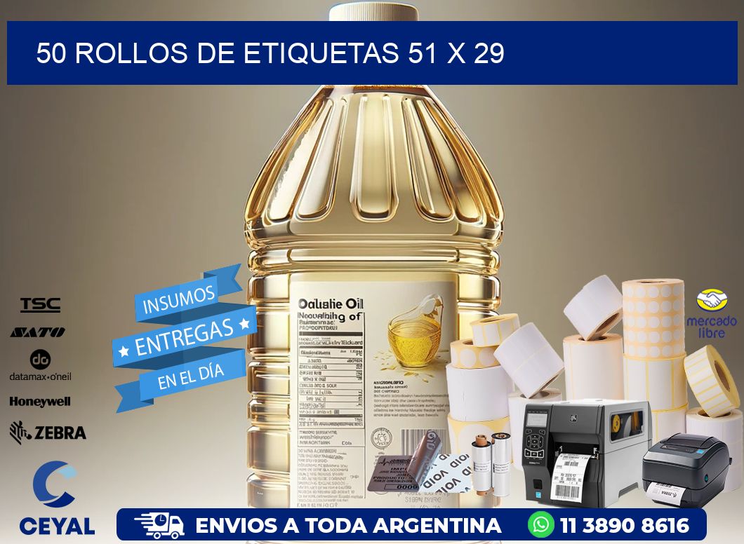 50 ROLLOS DE ETIQUETAS 51 x 29