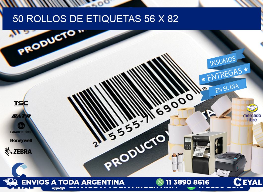 50 ROLLOS DE ETIQUETAS 56 x 82