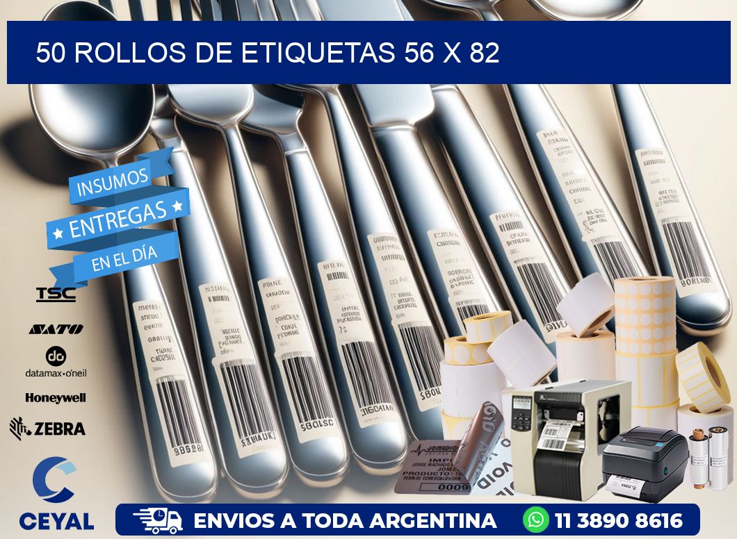 50 ROLLOS DE ETIQUETAS 56 x 82