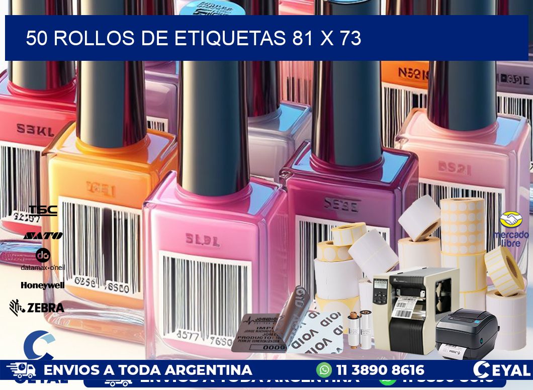 50 ROLLOS DE ETIQUETAS 81 x 73