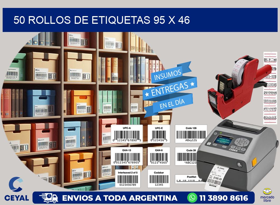 50 ROLLOS DE ETIQUETAS 95 x 46