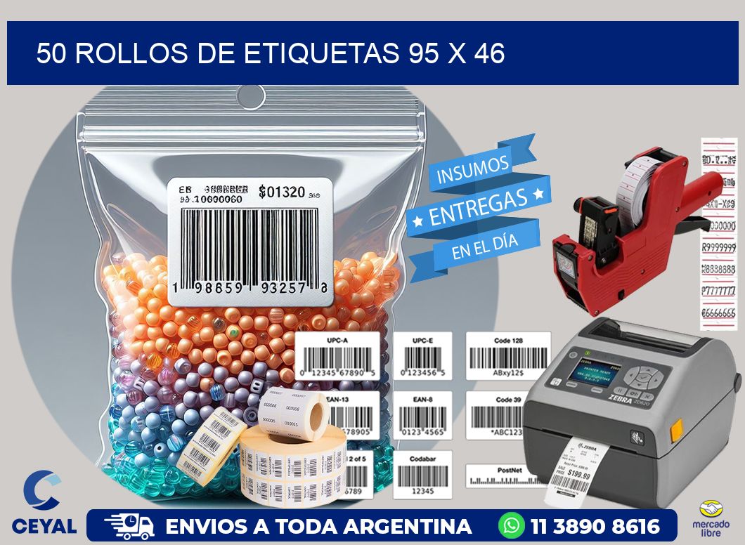 50 ROLLOS DE ETIQUETAS 95 x 46