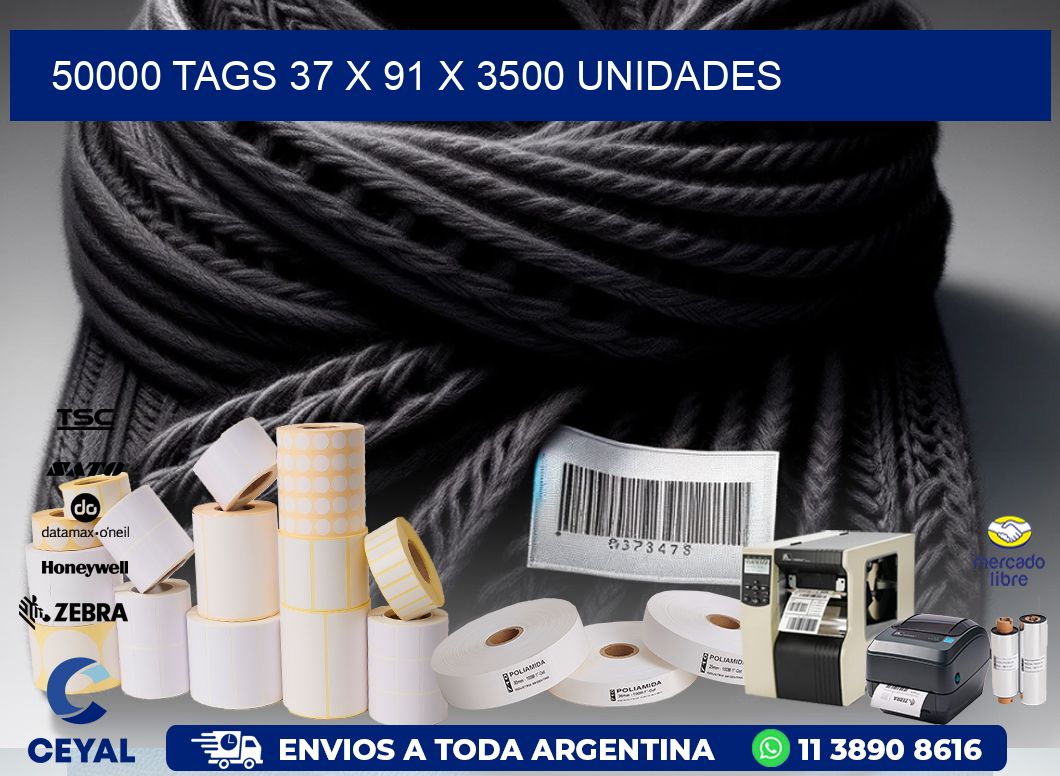 50000 TAGS 37 x 91 X 3500 UNIDADES