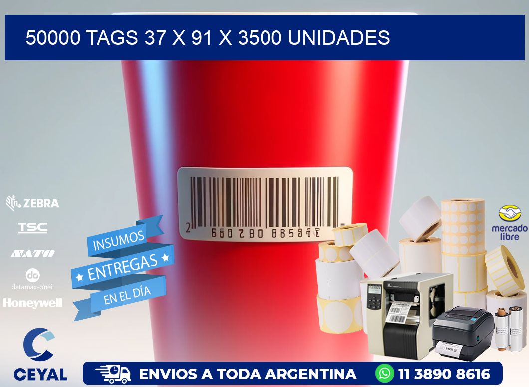 50000 TAGS 37 x 91 X 3500 UNIDADES