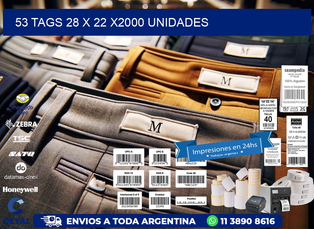 53 TAGS 28 x 22 X2000 UNIDADES