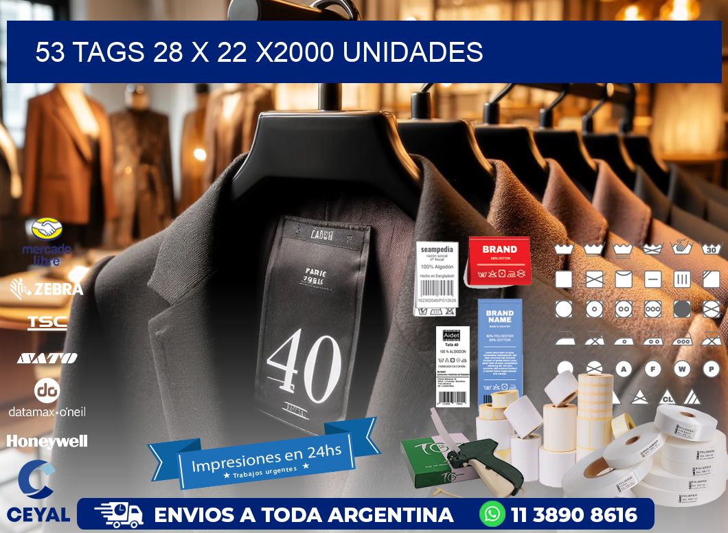 53 TAGS 28 x 22 X2000 UNIDADES