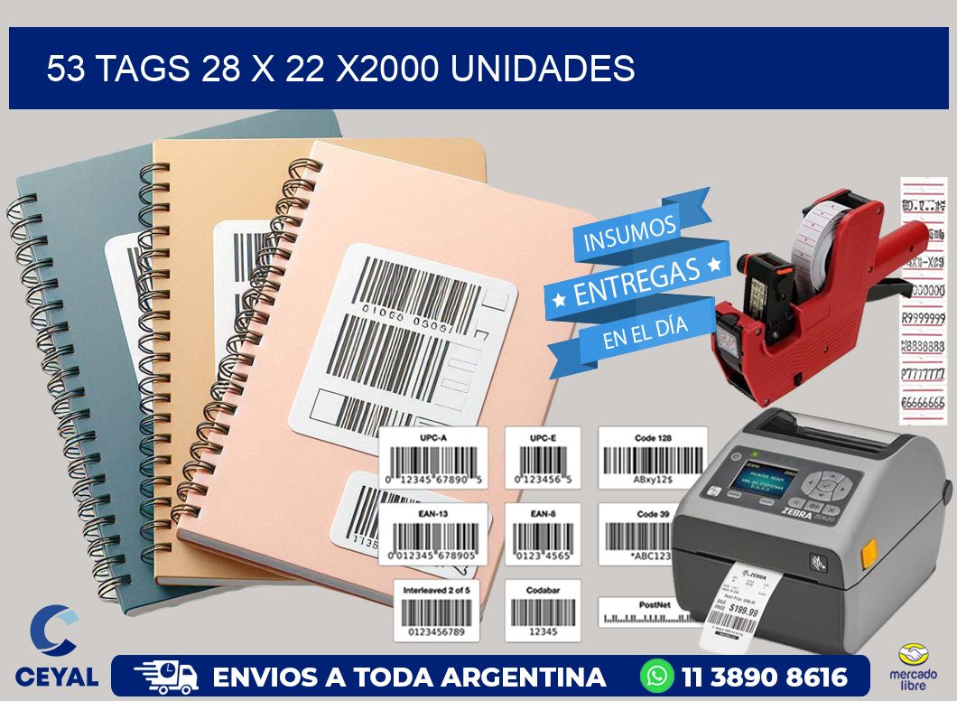 53 TAGS 28 x 22 X2000 UNIDADES