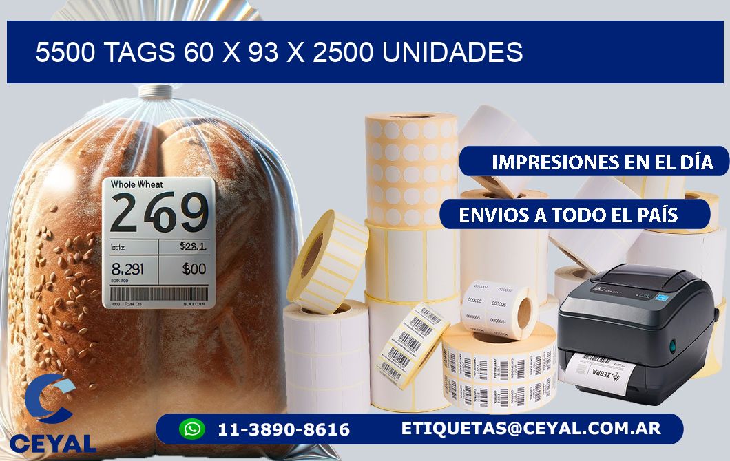 5500 TAGS 60 x 93 X 2500 UNIDADES