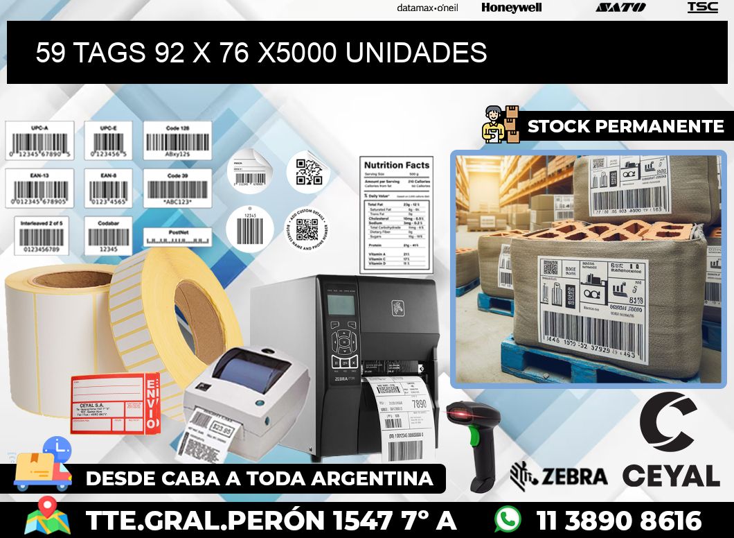 59 TAGS 92 x 76 X5000 UNIDADES