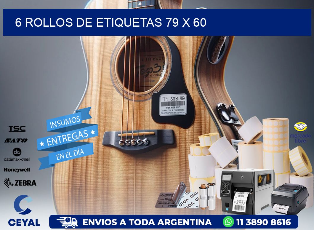 6 ROLLOS DE ETIQUETAS 79 x 60