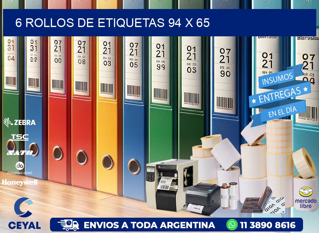 6 ROLLOS DE ETIQUETAS 94 x 65