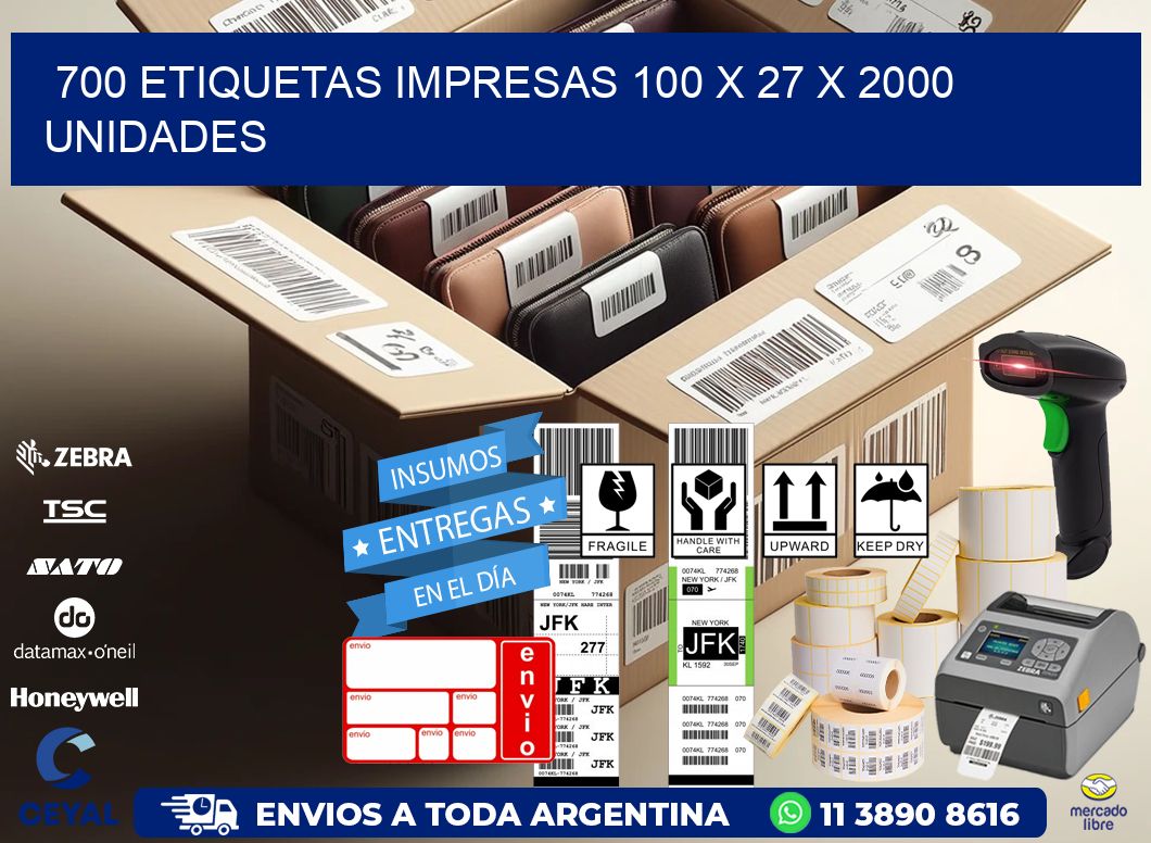 700 ETIQUETAS IMPRESAS 100 x 27 X 2000 UNIDADES