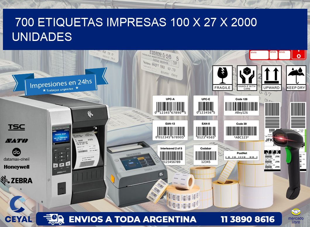 700 ETIQUETAS IMPRESAS 100 x 27 X 2000 UNIDADES