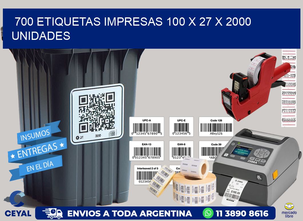 700 ETIQUETAS IMPRESAS 100 x 27 X 2000 UNIDADES