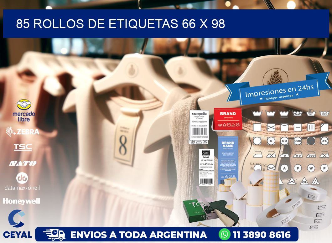 85 ROLLOS DE ETIQUETAS 66 x 98
