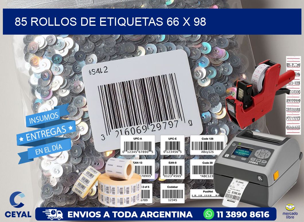 85 ROLLOS DE ETIQUETAS 66 x 98