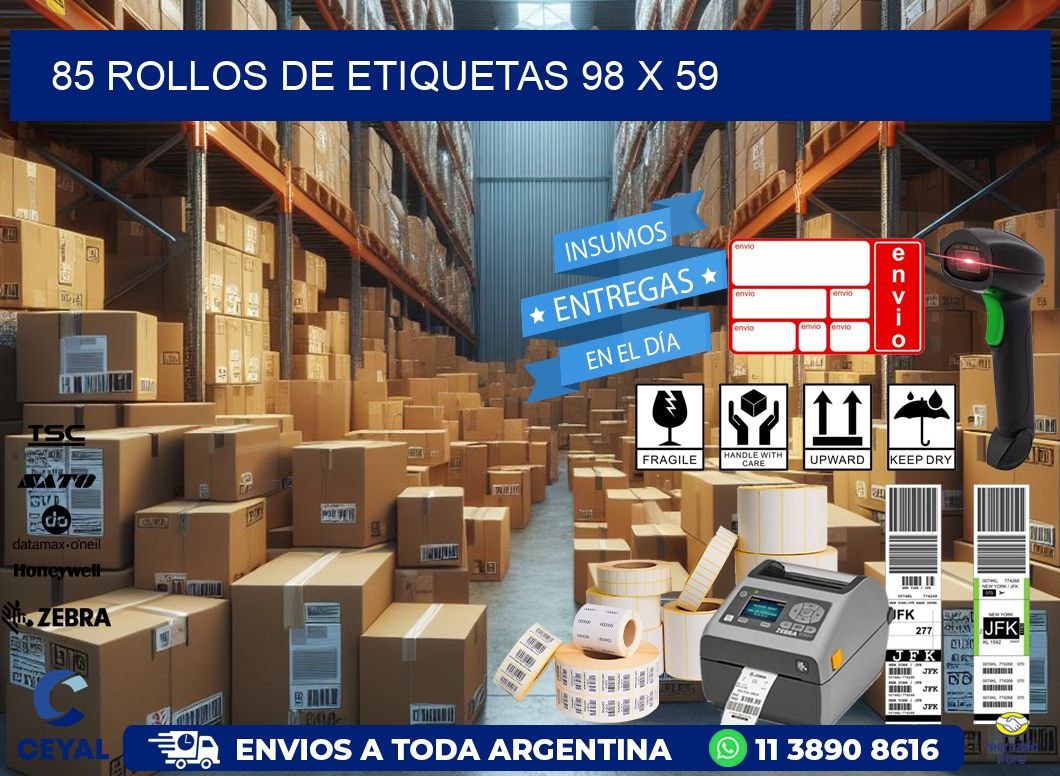 85 ROLLOS DE ETIQUETAS 98 x 59
