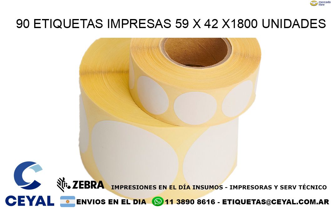 90 ETIQUETAS IMPRESAS 59 x 42 X1800 UNIDADES