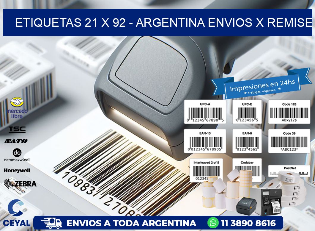 ETIQUETAS 21 x 92 - ARGENTINA ENVIOS X REMISE