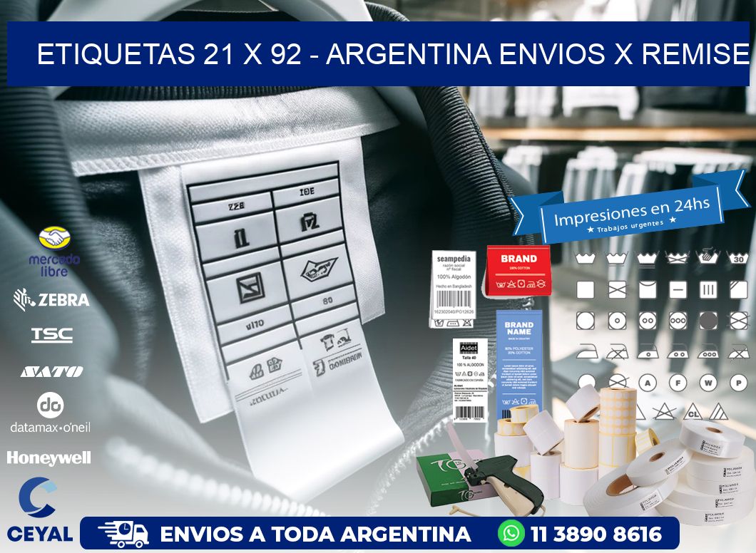 ETIQUETAS 21 x 92 - ARGENTINA ENVIOS X REMISE