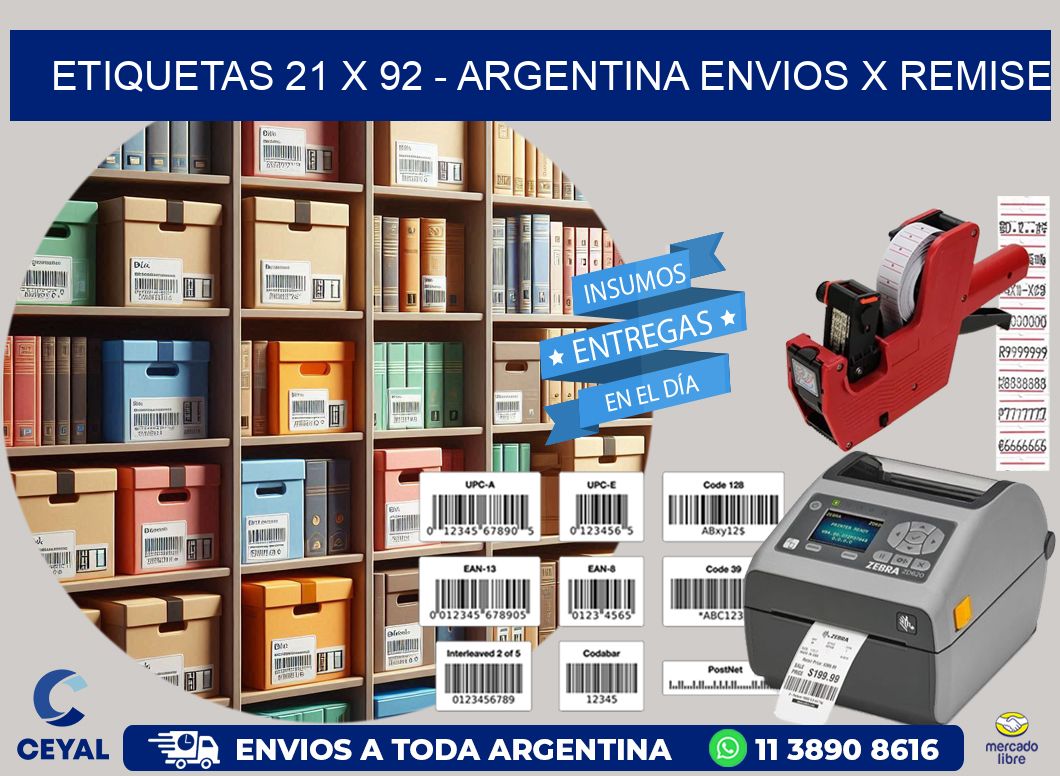 ETIQUETAS 21 x 92 - ARGENTINA ENVIOS X REMISE