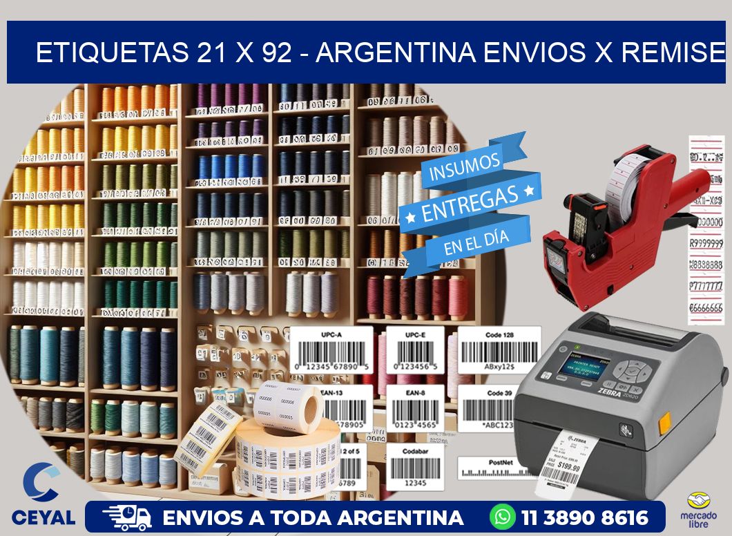 ETIQUETAS 21 x 92 - ARGENTINA ENVIOS X REMISE