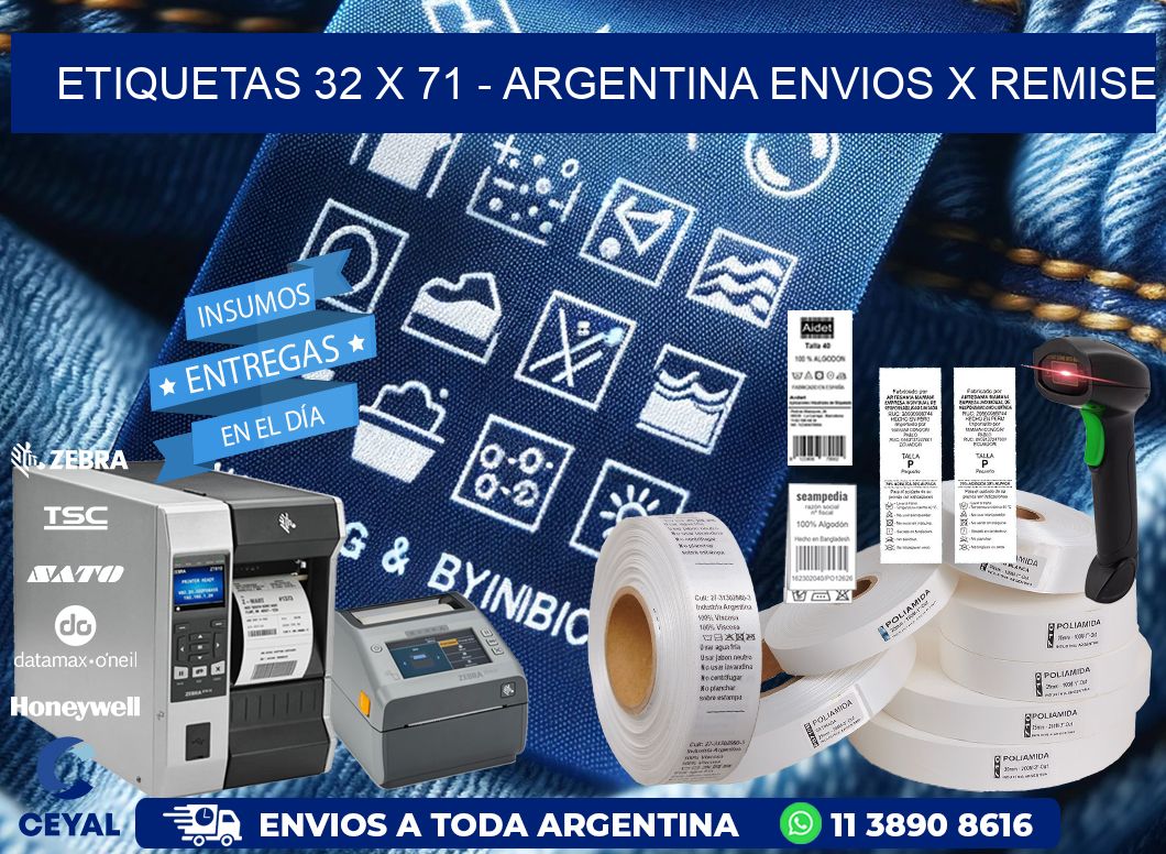 ETIQUETAS 32 x 71 - ARGENTINA ENVIOS X REMISE