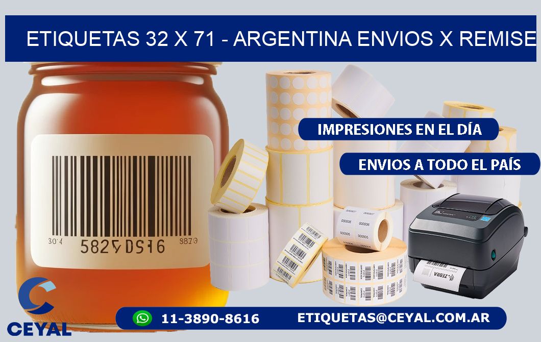 ETIQUETAS 32 x 71 - ARGENTINA ENVIOS X REMISE