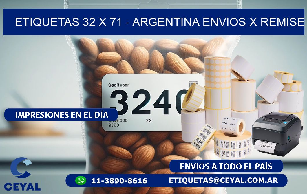 ETIQUETAS 32 x 71 - ARGENTINA ENVIOS X REMISE