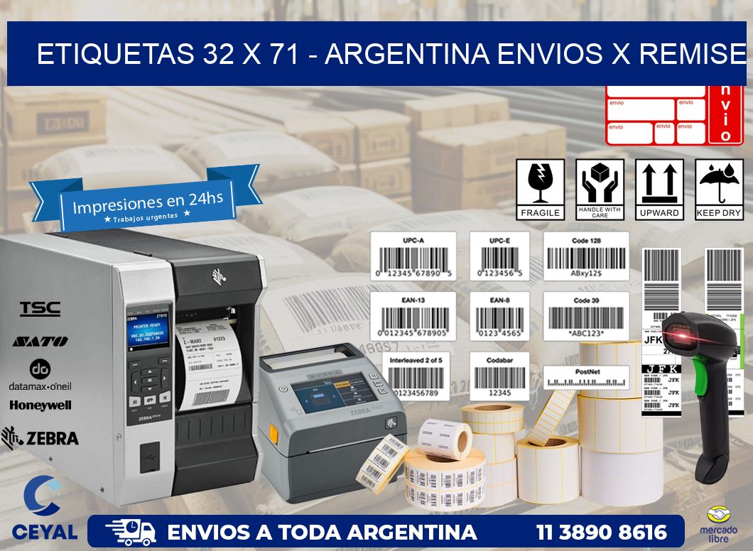 ETIQUETAS 32 x 71 – ARGENTINA ENVIOS X REMISE