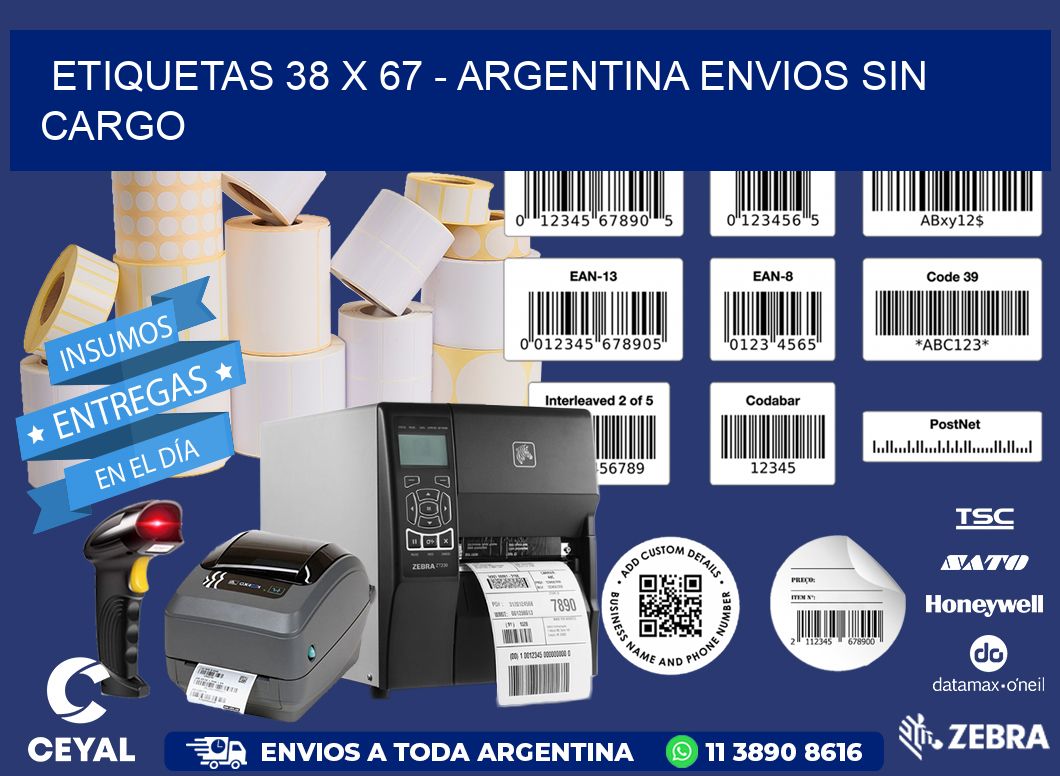 ETIQUETAS 38 x 67 - ARGENTINA ENVIOS SIN CARGO